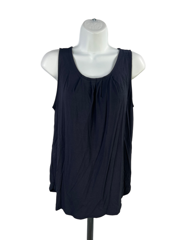Ann Taylor Women's Blue Sleeveless Pleated Front Blouse Tank Top - S