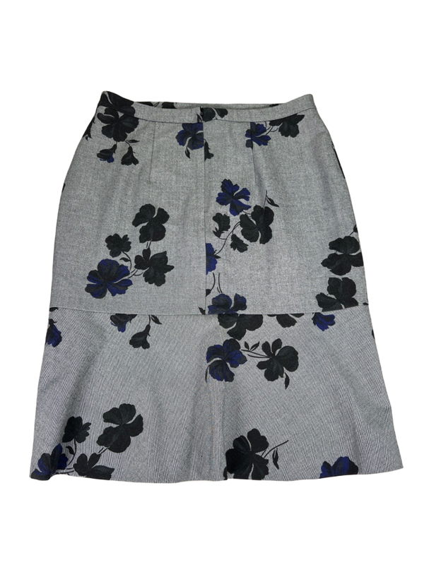 Ann Taylor Women's Black/Blue Floral Midi Pencil Skirt - 6 image 2