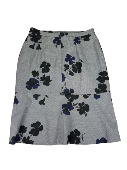 Ann Taylor Women's Black/Blue Floral Midi Pencil Skirt - 6 image 2
