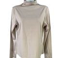 Yogalicious Women's Beige Zenly Evelyn Mock Neck Long Sleeve Athletic Shirt - XL