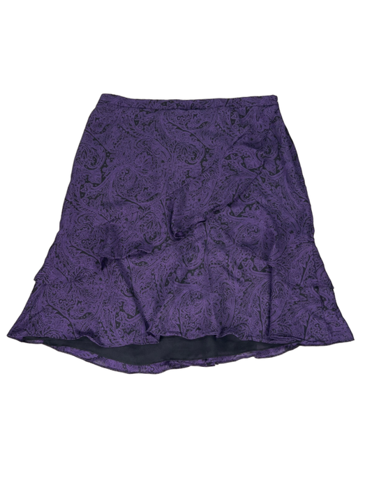 Michael Kors Women's Purple/Black Paisley Layered Skirt - 14