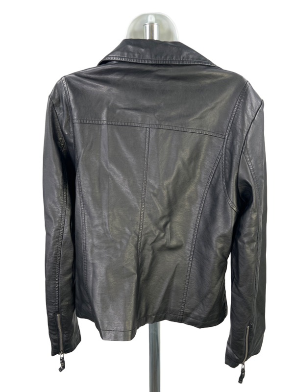 Max Studio Women's Black Faux Leather Long Sleeve Moto Jacket - L image 2