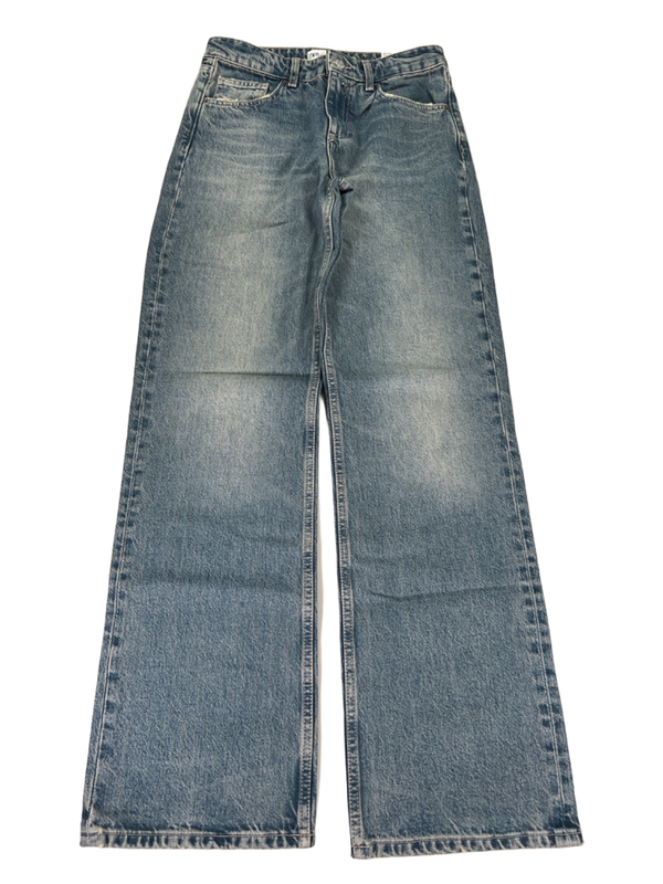 Zara Women's Medium Wash Wide Leg Full Length Mid Rise Denim Jeans - 4