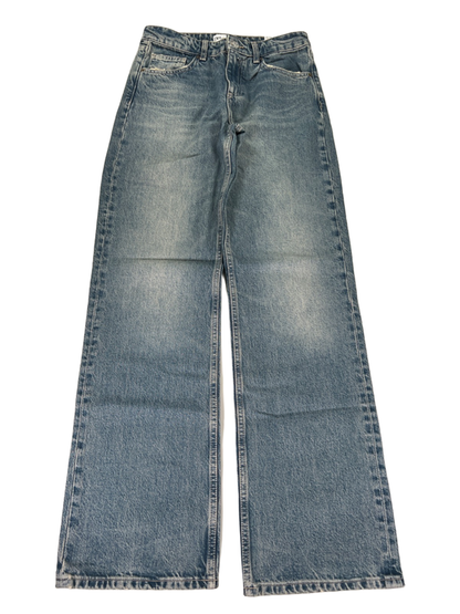 Zara Women's Medium Wash Wide Leg Full Length Mid Rise Denim Jeans - 4