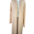 Hem & Thread Women's Beige Lightweight Sheer Hooded Open Front Cardigan - L