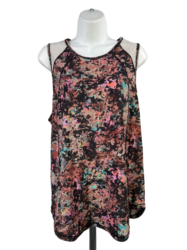 Lululemon Women's Red Multicolor Stencil Blossom Mesh Sculpt Tank Top - 12