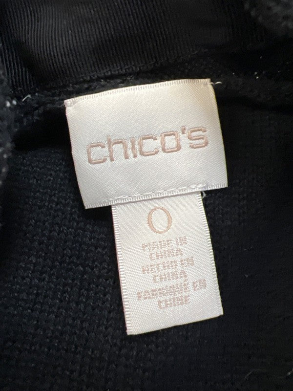 Chico's Women's Black/White Open Front Sleeveless Sweater Cardigan - 0/US 4 image 3