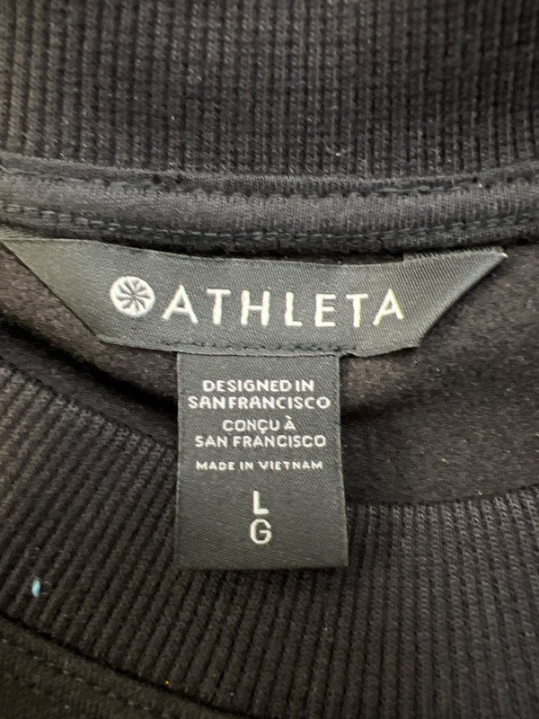 Athleta Women's Black Long Sleeve Crewneck Triumph Hybrid Sweatshirt - L image 3