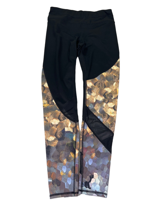 Athleta Women's Black/Multicolor Asymmetrical Mesh Sonar Athletic Leggings - S
