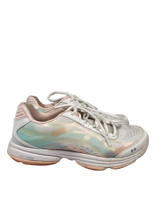 Ryka Women's White/Multi-Color Devo Plus 3 Lace Up Athletic Walking Sneakers - 7