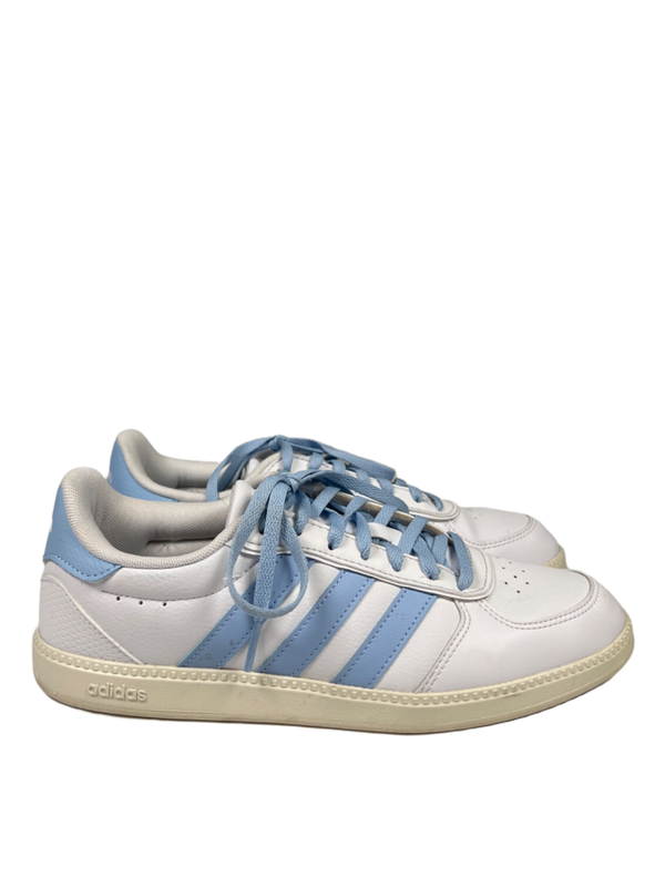adidas Women's White/Blue Breaknet Sleek Lace Up Sneakers - 8.5