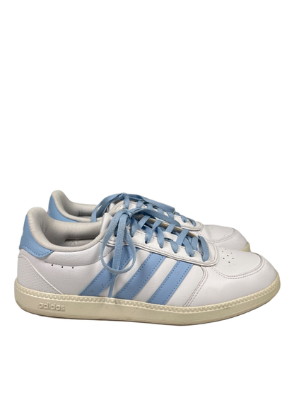 adidas Women's White/Blue Breaknet Sleek Lace Up Sneakers - 8.5