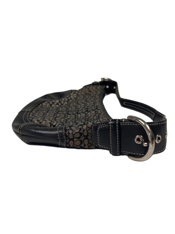 Coach Women's Black/Tan Leather Canvas Jacquard Mini Soho Hobo Shoulder Purse image 4