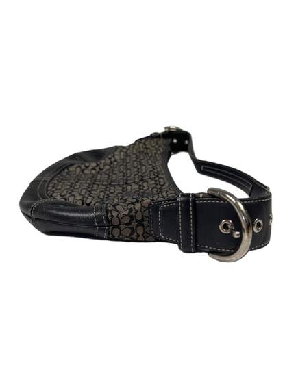 Coach Women's Black/Tan Leather Canvas Jacquard Mini Soho Hobo Shoulder Purse image 4