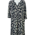 J Jill Women's Blue Floral Elbow Sleeve V Neck Midi Dress - XS