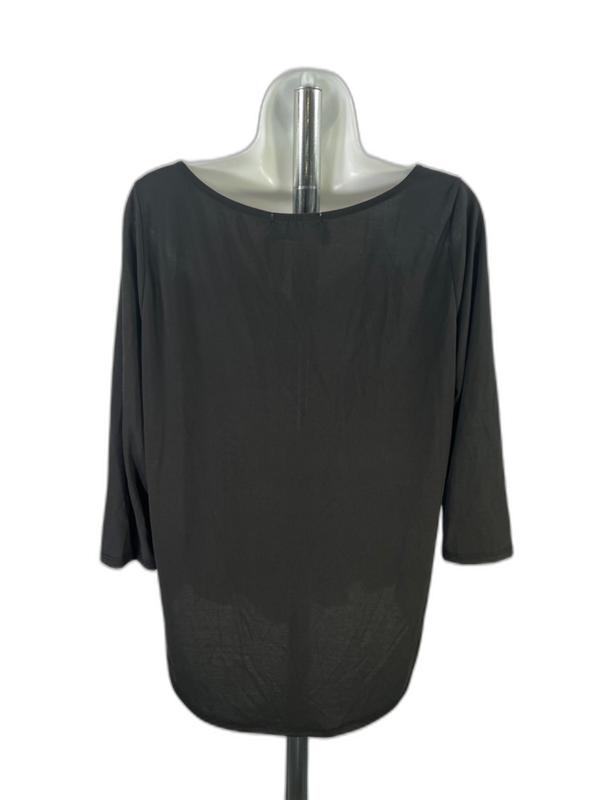 Green Envelope Women's Black 3/4 Sleeve 1/2 Zip Shirt - L image 2