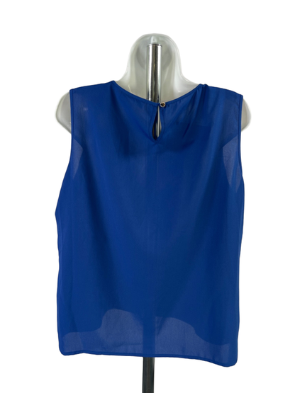 Calvin Klein Women's Blue Shirred Neck Sleeveless Blouse - L image 2