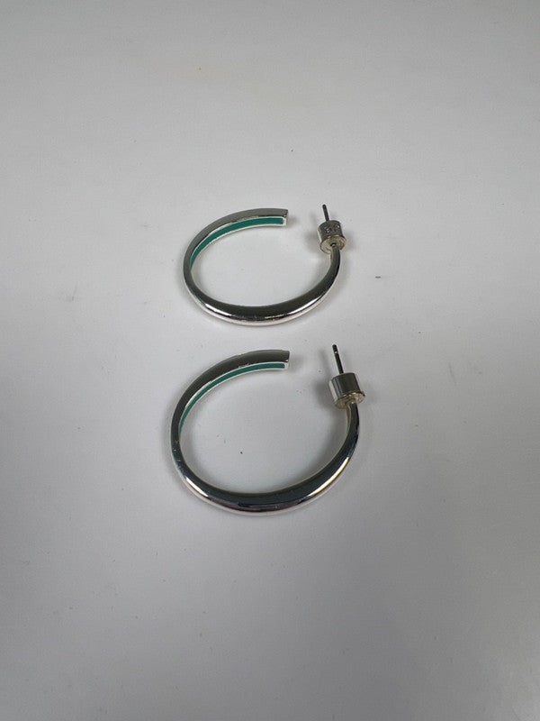 Jenny Bird Women's Silver Tone/Blue Hoop Earrings image 6