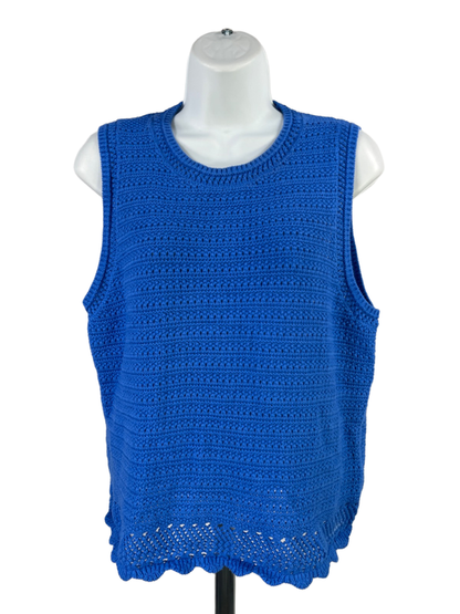 J.Crew Women's Blue Crochet Sleeveless Sweater Tank Top - L