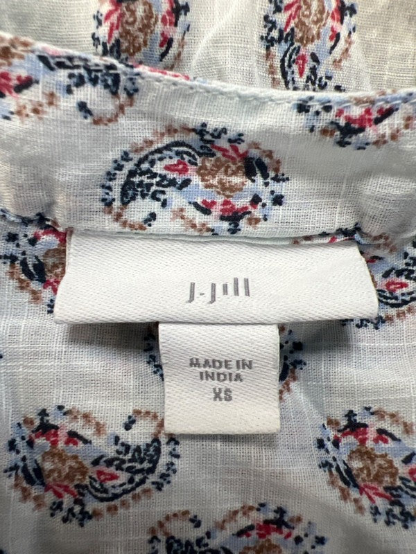 J Jill Women's Gray Paisley V Neck Long Sleeve Button Up Shirt - XS image 3