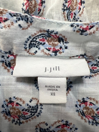 J Jill Women's Gray Paisley V Neck Long Sleeve Button Up Shirt - XS image 3