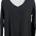 J.Jill Women’s Black Pima V-Neck Long Sleeve Shirt - S