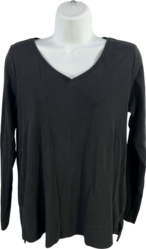 J.Jill Women’s Black Pima V-Neck Long Sleeve Shirt - S