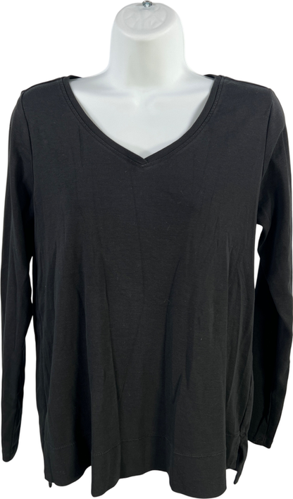 J.Jill Women’s Black Pima V-Neck Long Sleeve Shirt - S