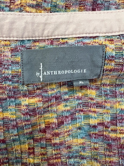by Anthropologie Womens Purple/Multicolor Textured Long Sleeve Henley Shirt - XL image 3