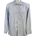 Michael Kors Men's Blue/White Plaid Cotton Long Sleeve Button Up Shirt - XL