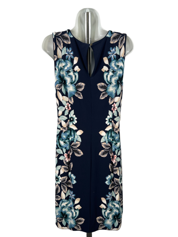 White House Black Market Women's Blue Floral Sleeveless Lined Midi Dress - M image 2
