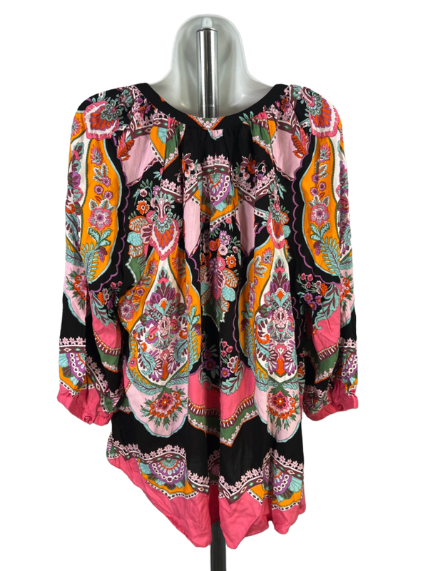 Rachel Zoe Women's Multicolor Floral V Neck 3/4 Sleeve Blouse - 1X Plus image 2