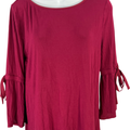 White House Black Market Women's Burgundy 3/4 Bell Sleeve Blouse - M
