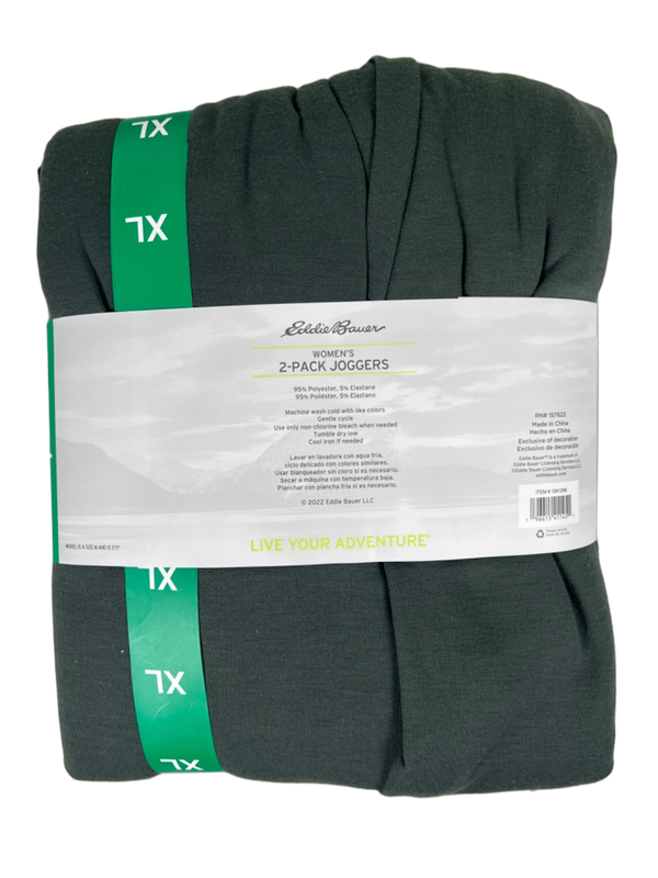 Eddie Bauer Women's Green/Black Two Pack Of Fleece Pull On Tapered Joggers - XL image 2