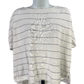 Max Studio Women's White Striped Short Sleeve Linen T-Shirt - M