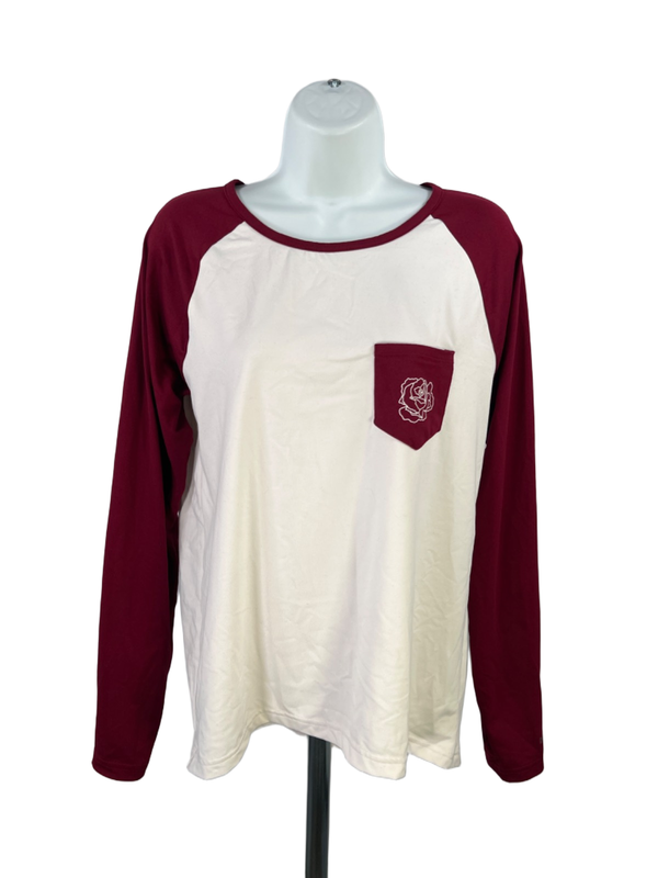 Burton Women's White/Burgundy Dragon Rose Graphic Long Sleeve Tech Shirt - M