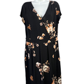 Maurices Women's Black Floral Short Sleeve V-Neck Shift Dress - L