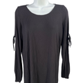Lysse Women's Black Long Slit Tie Sleeve Blouse - XS
