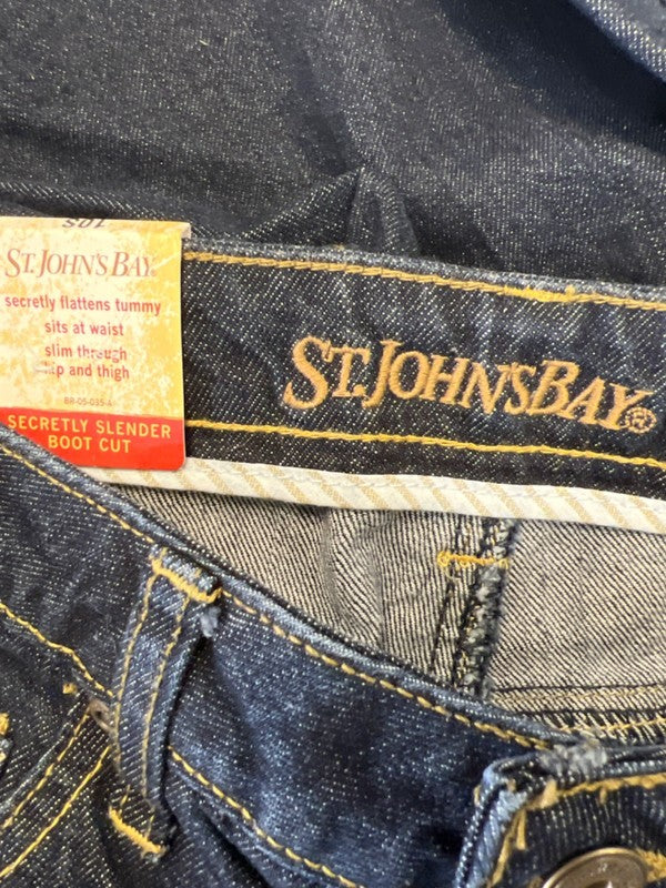 St John's Bay Women's Dark Wash Secretly Slender Bootcut Denim Jeans - 10 Short image 3
