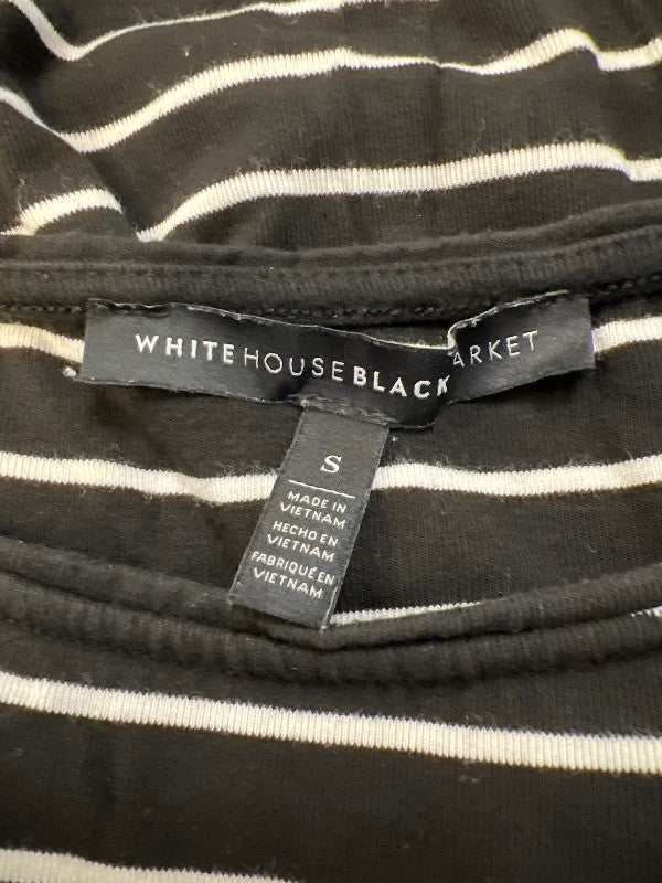 White House Black Market Women's Black Striped Cold Shoulder Shirt Dress - S image 3