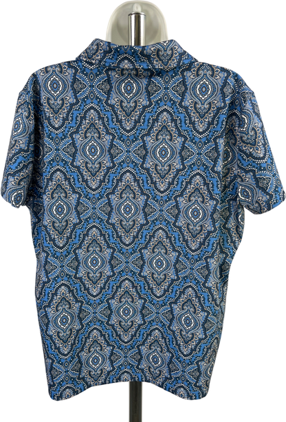 Nautica Women’s Blue Paisley Short Sleeve Polo Shirt - XL image 2