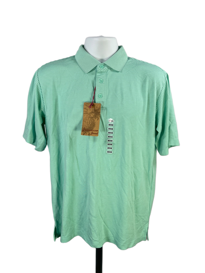 Jamaica Jaxx Men's Green Ribbed Short Sleeve Polo Shirt - M