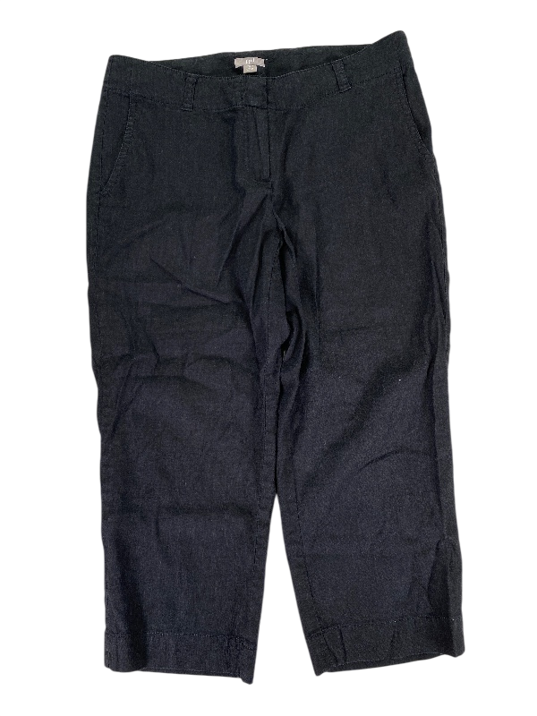 J.Jill Women's Black Stretch Linen Cropped Pants - 8