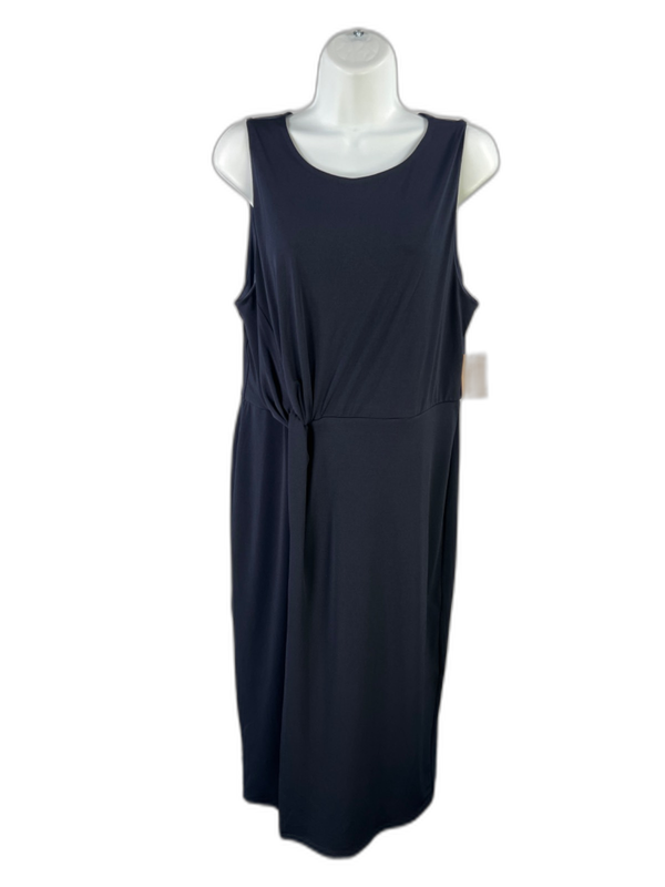 Rachel Roy Women's Blue Faux Front Tie Sleeveless Midi Shift Dress - XL
