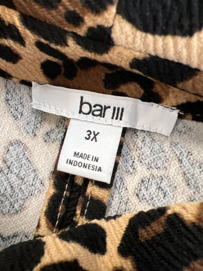 Bar III Women's Brown Cheetah Print 3/4 Sleeve Open Front Jacket - Plus 3X image 3