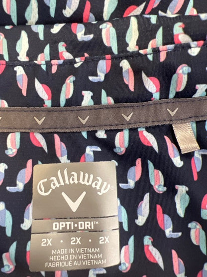 Callaway Men's Blue Parrot Print Opti-Dri Short Sleeve Golf Polo Shirt - 2X image 3