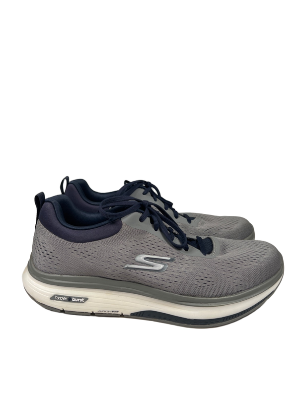 Skechers men's Gray/Blue Go Walk Workout Walker Lace Up Sneakers - 10