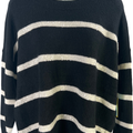CeCe Women’s Black/White Sequin Stripe Long Sleeve Sweater - S