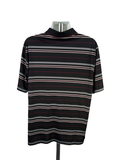Greg Norman Men's Black/Burgundy Striped Short Sleeve Golf Polo Shirt - XXL image 2