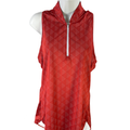 Adidas Women's Red/Orange Primegreen Quarter Zip Racerback Sleeveless Shirt - M